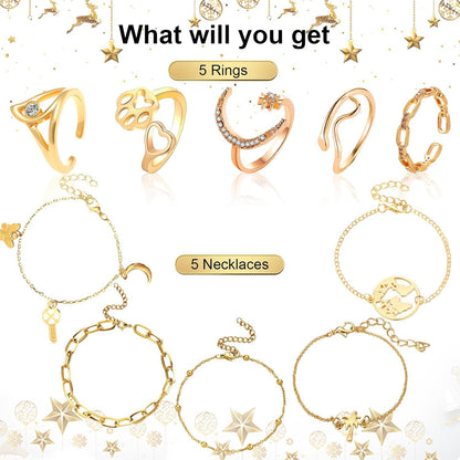 Adventskalender 2024 Frauen Schmuck Weihnachtskalender Damen Mädchen mit 24 Überraschungen Beige