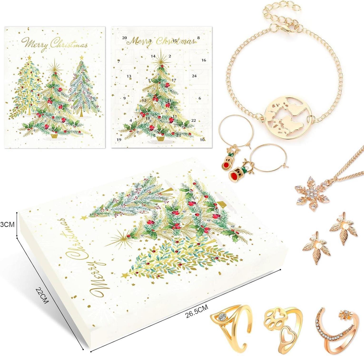 Adventskalender 2024 für Frauen: Schmuck Weihnachtskalender mit 24