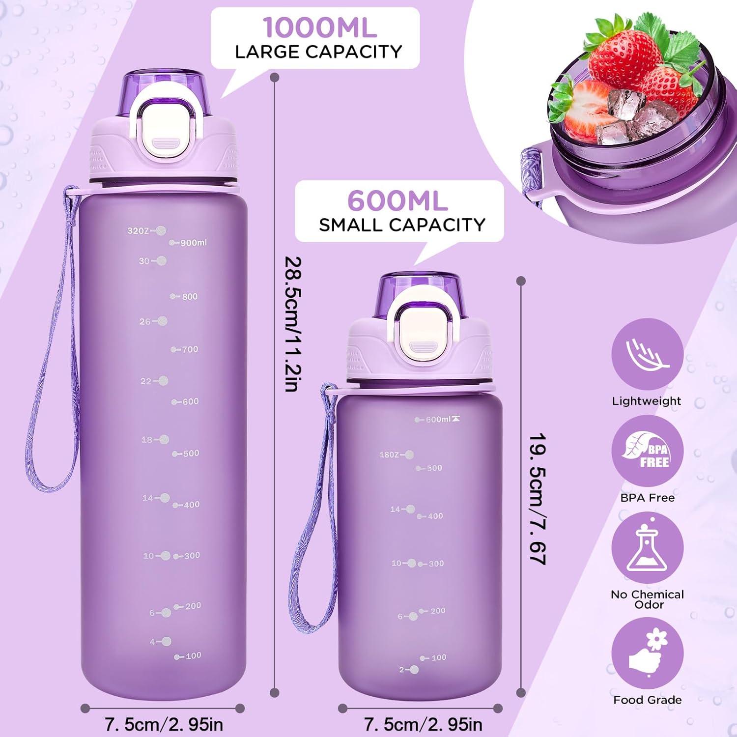 AOHAN Trinkflasche 1l BPA frei Motivierende Sportflasche mit Filter