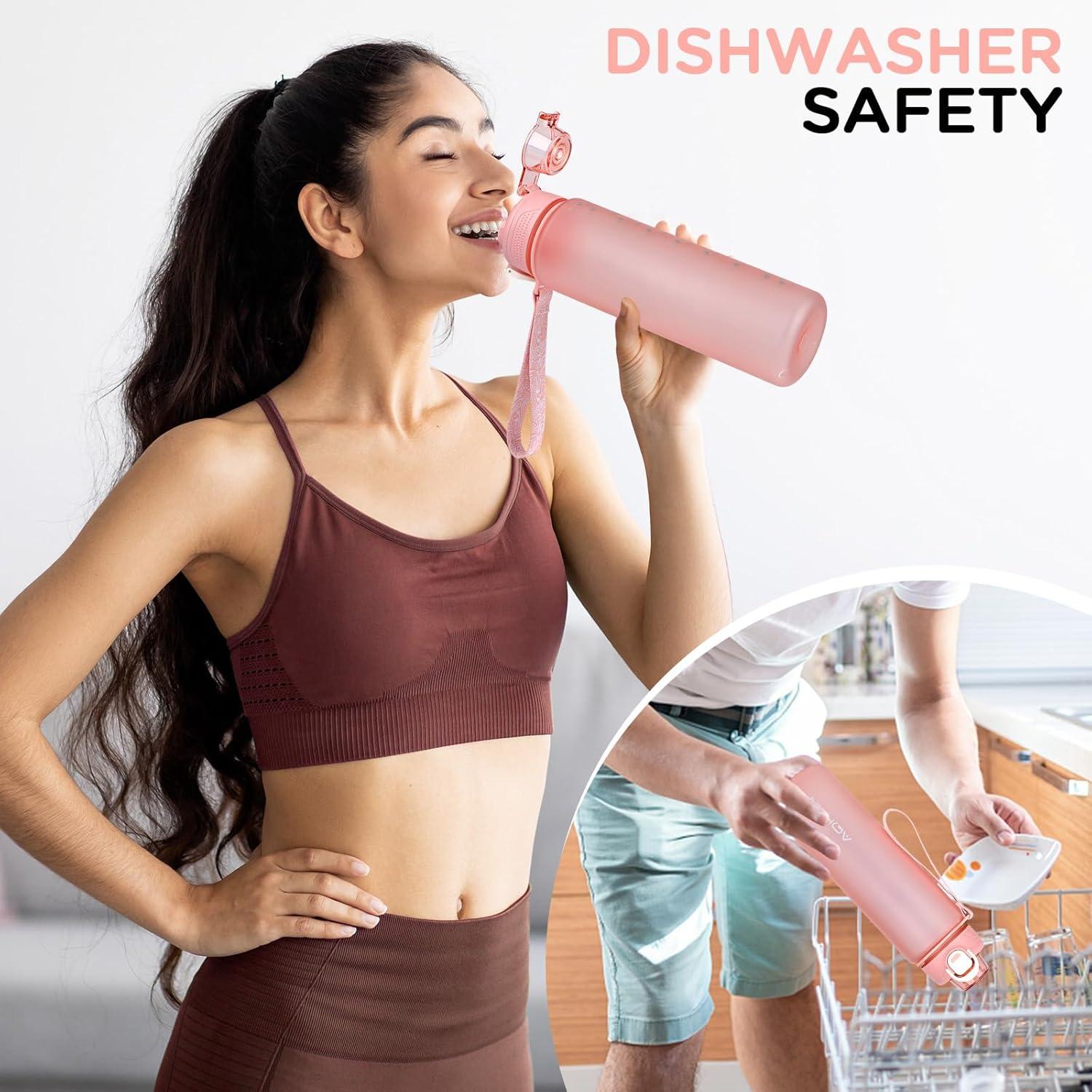 Trinkflasche 1l BPA frei Sport Auslaufsicher Motivierend Mit Filter