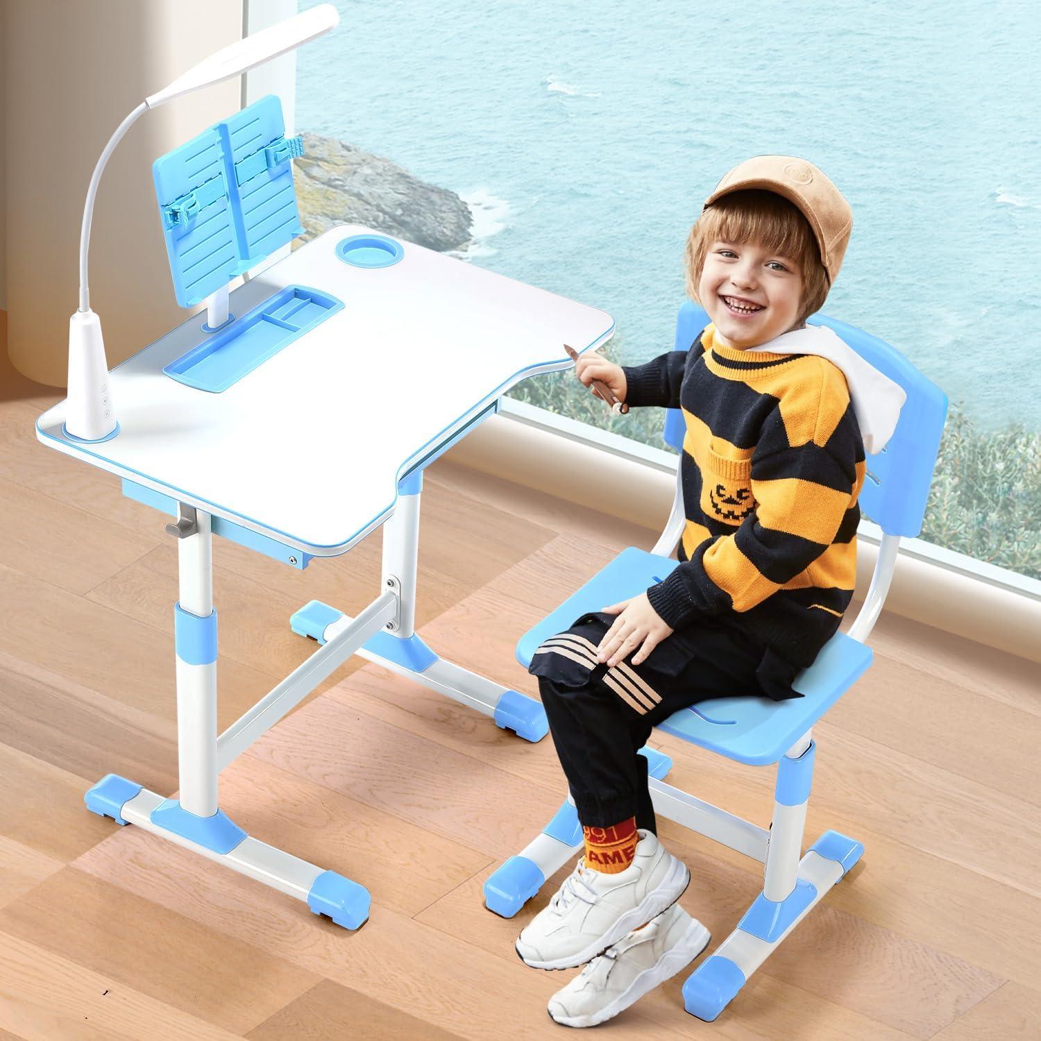Höhenverstellbarer Schreibtisch für Kinder mit LED-Licht