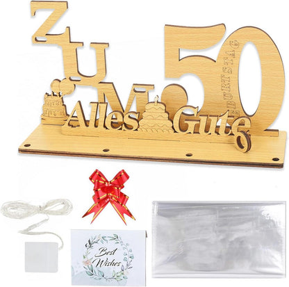 LED Lichterkette Geldgeschenke Geburtstag 50 Holzständer