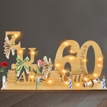 LED Lichterkette Geldgeschenk Holz Geburtstag 60 Deko