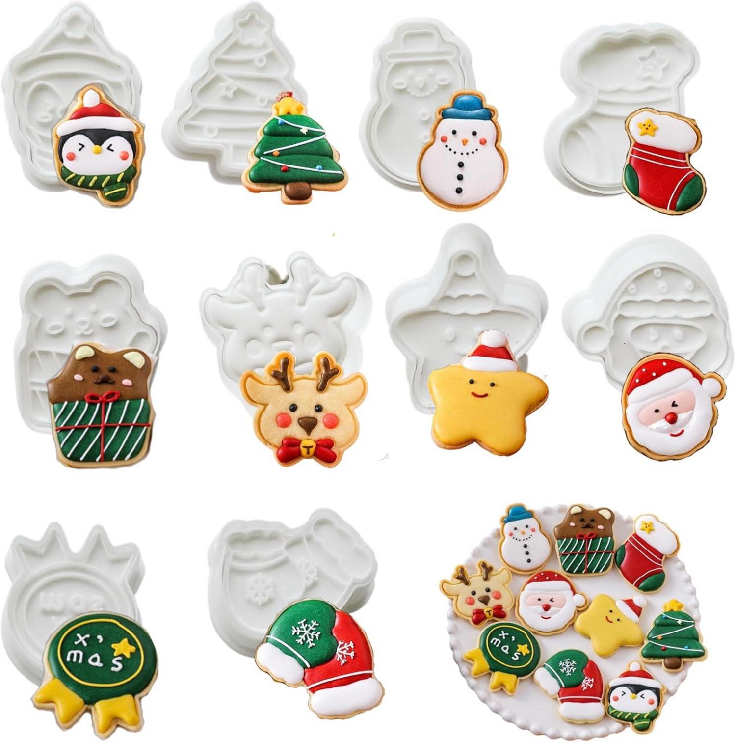 Weihnachts-Ausstechformen 10 Stück 3D pressbar Weihnachtsstempel