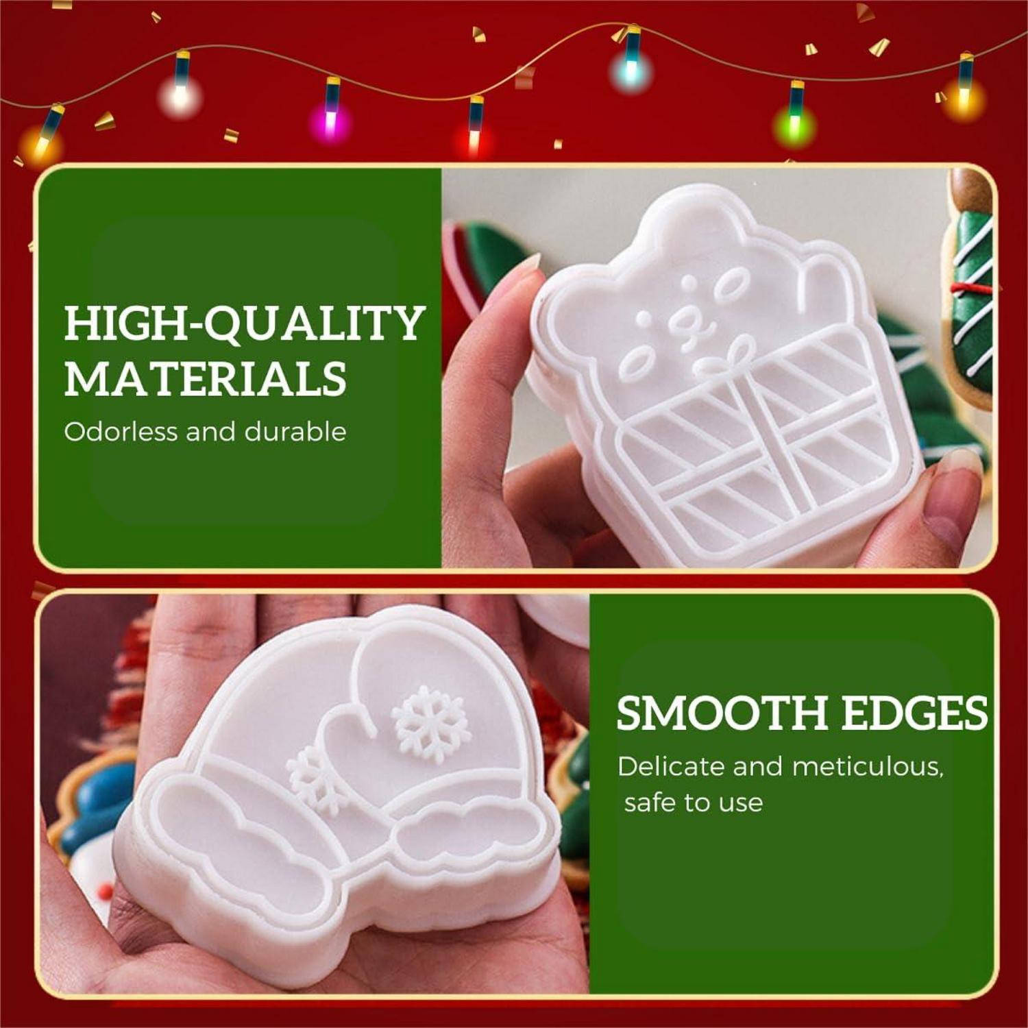 Weihnachts-Ausstechformen und Stempel 10-teilig 3D-Weihnachtsstempel Keksausstecher-Set