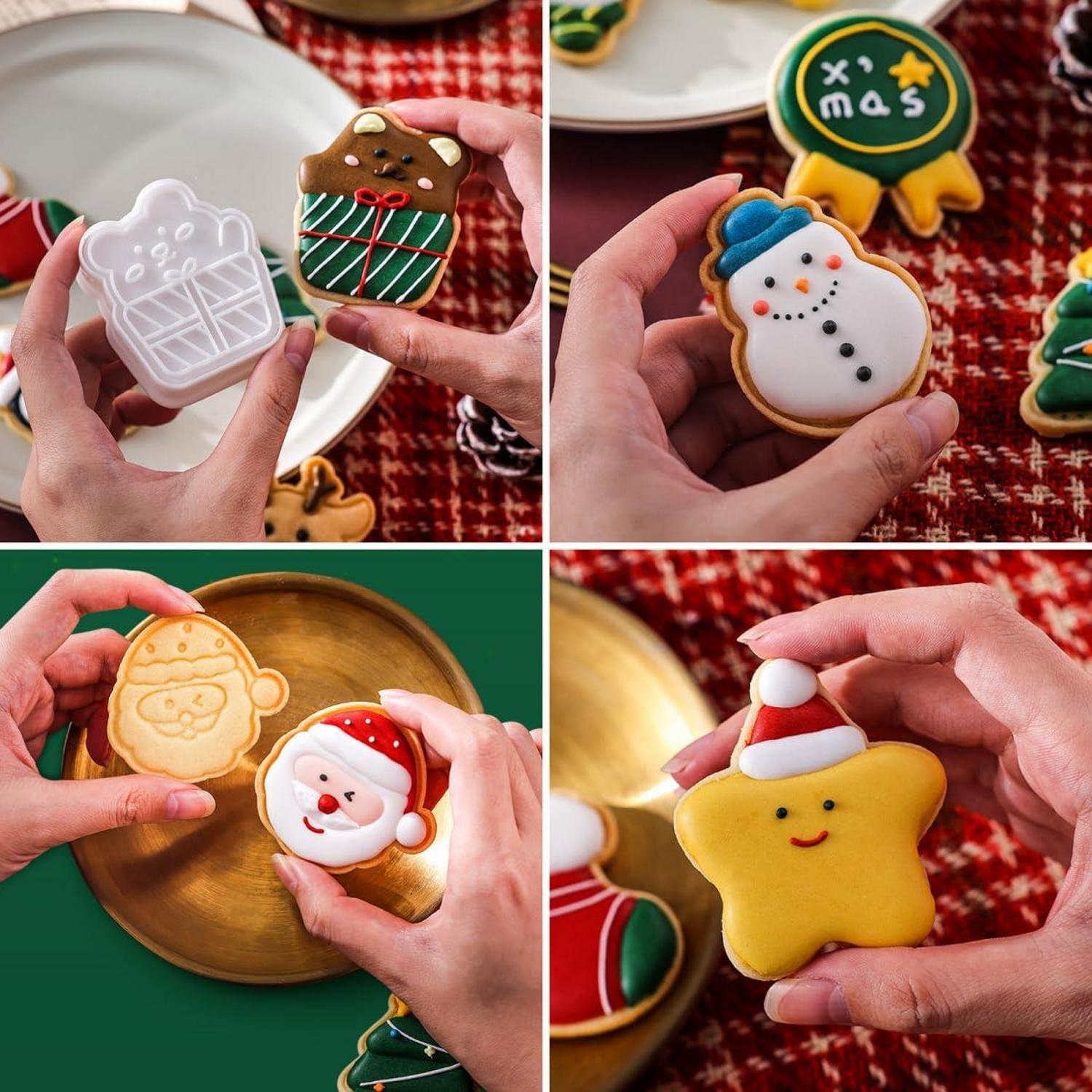Weihnachts-Ausstechformen und Stempel 10 Stück 3D-Pressbar
