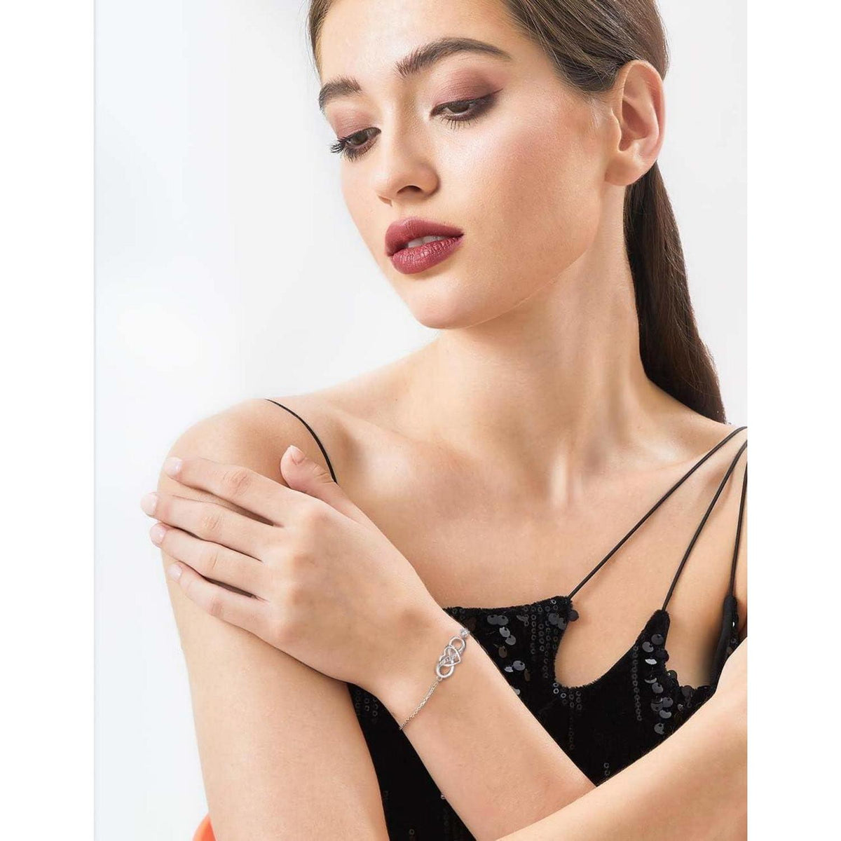 Infinity Armband Damen Silber 925 mit Moissanit Herz 0,5 Karat