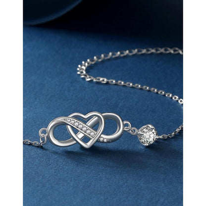 Infinity Armband Damen Silber 925 mit Moissanit Herz 0,5 Karat