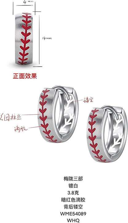 Baseball Ohrringe aus 925er Sterlingsilber für Frauen - Sport Creolen