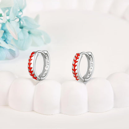Baseball Ohrringe 925er Sterlingsilber Creolen Sport Schmuck Frauen