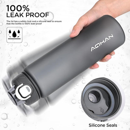 AOHAN Trinkflasche 600ml BPA Frei Sportflasche Kohlensäure Geeignet Grau