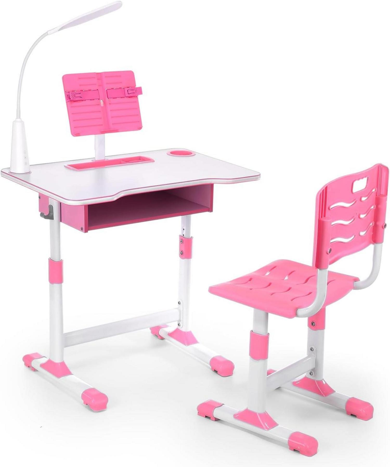 Höhenverstellbarer Kinderschreibtisch mit Stuhl und LED-Lichter