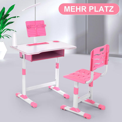 Höhenverstellbarer Kinderschreibtisch mit Stuhl und LED-Lichter