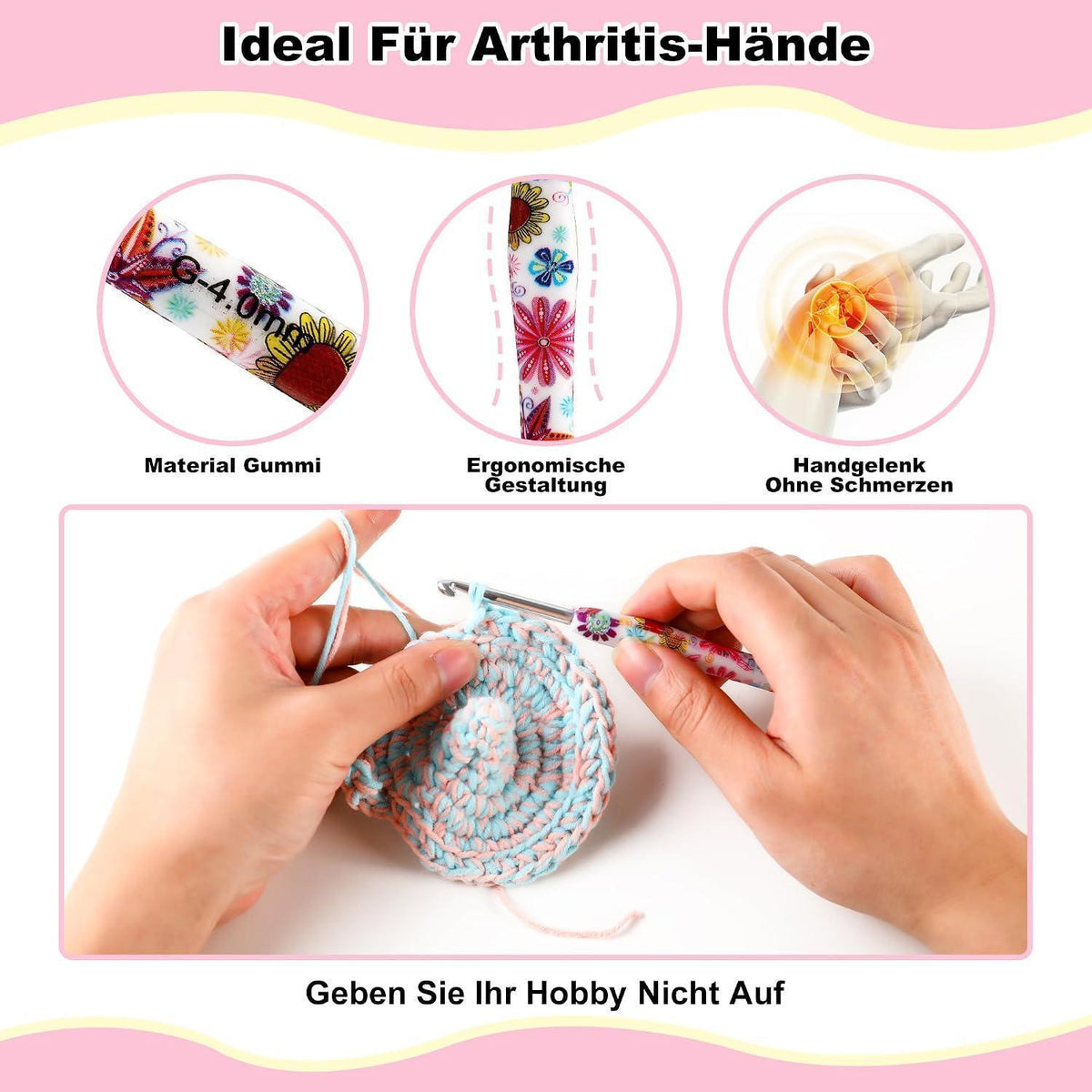 Häkelnadel Set 14 Größen – Ergonomisch & Lila Häkelset für Anfänger