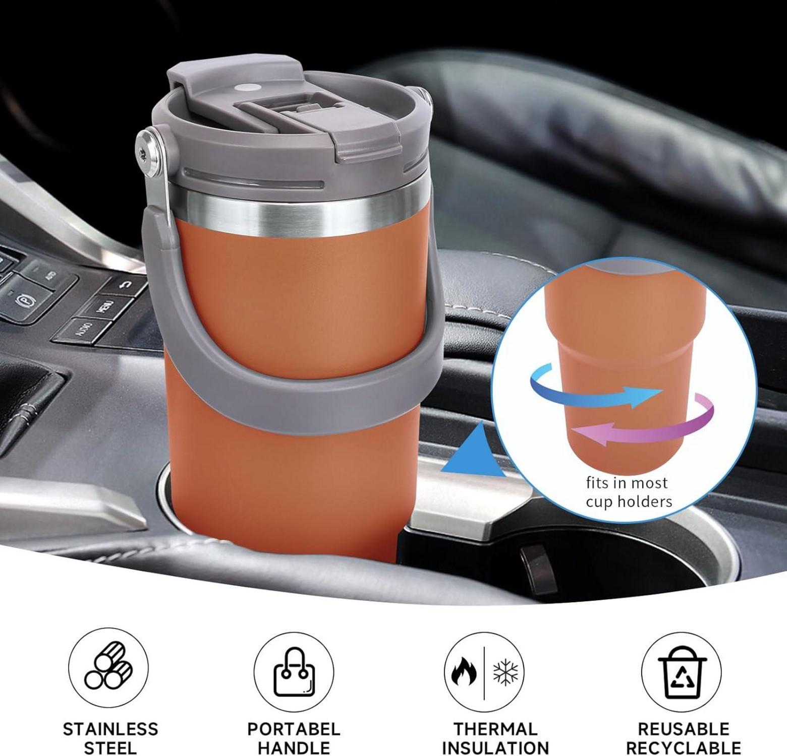 Riley Joy Thermobecher 900ml Orange mit Strohhalm