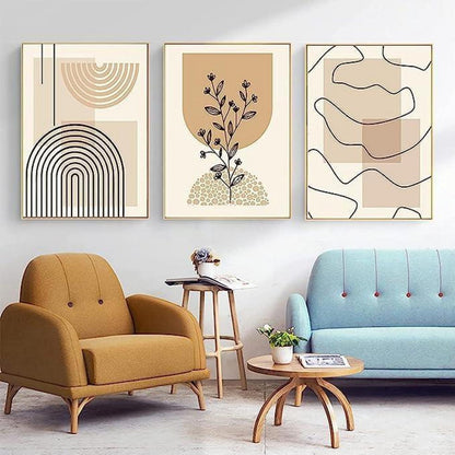 LYBOHO Leinwand Bilder Moderne Abstrakt Kunstposter Wohnzimmer Boho Set 3PCS 20x30cm