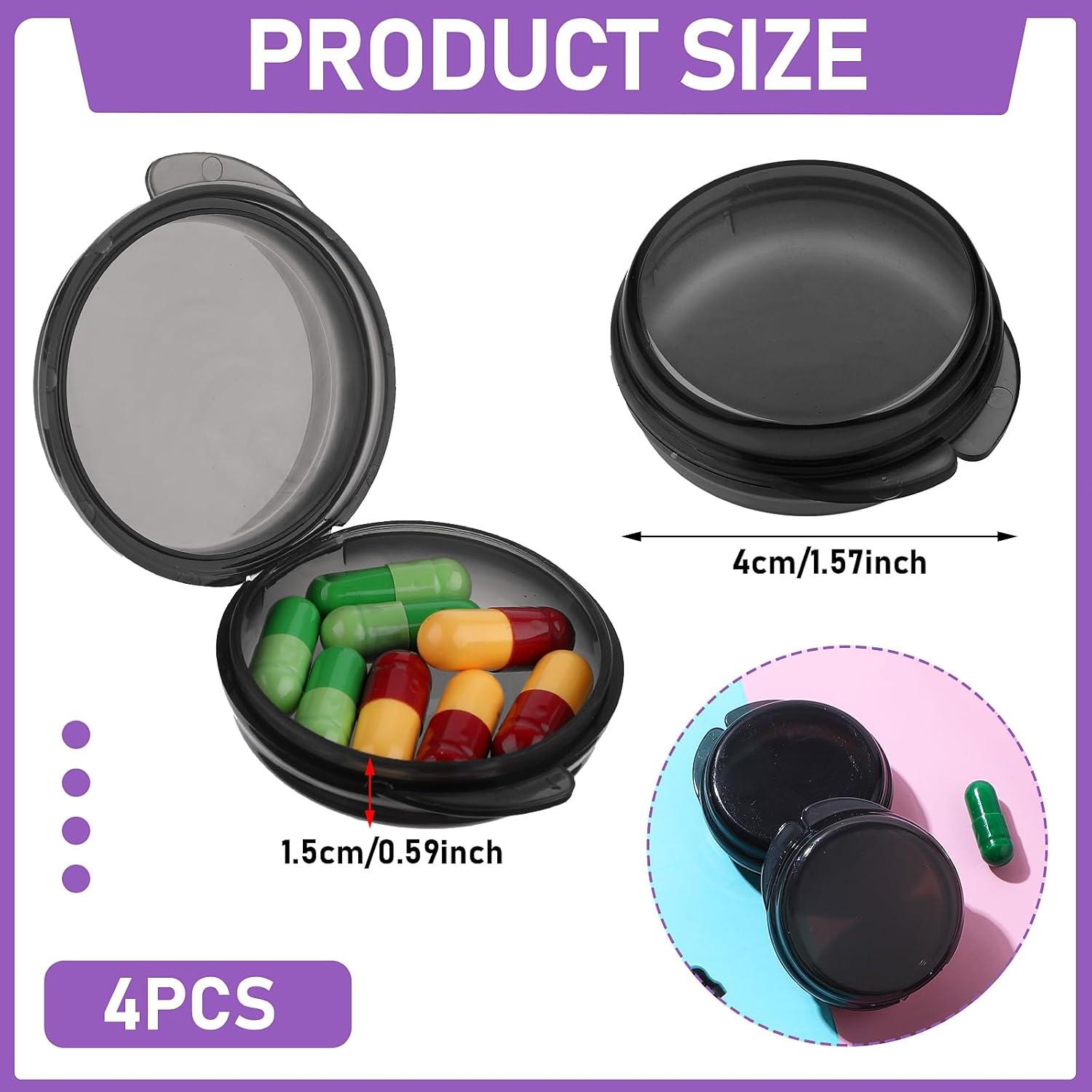 Kleine Pillendose Tragbar für Tasche Geldbörse Rund Mini-Pillen-Organizer Erscheinung miniatur Pille Ohrstöpsel Schwarz