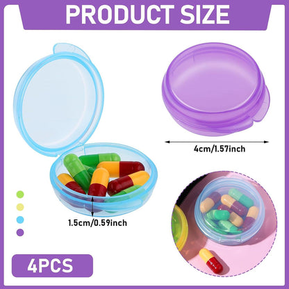 4er Packung Mini-Pillendose, Tragbarer Pillen-Organizer für