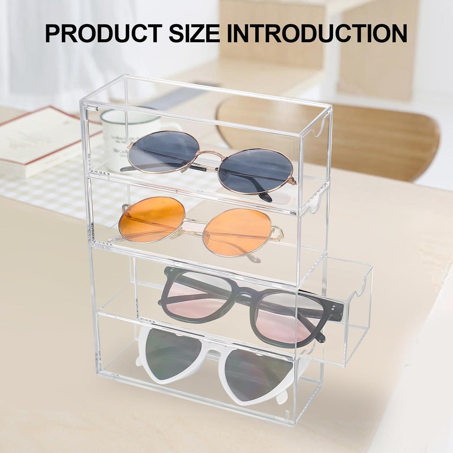 CTDMJ Brillenorganizer Acryl Schublade Brillen Aufbewahrungsbox 4 Fächer Uhren Kosmetik