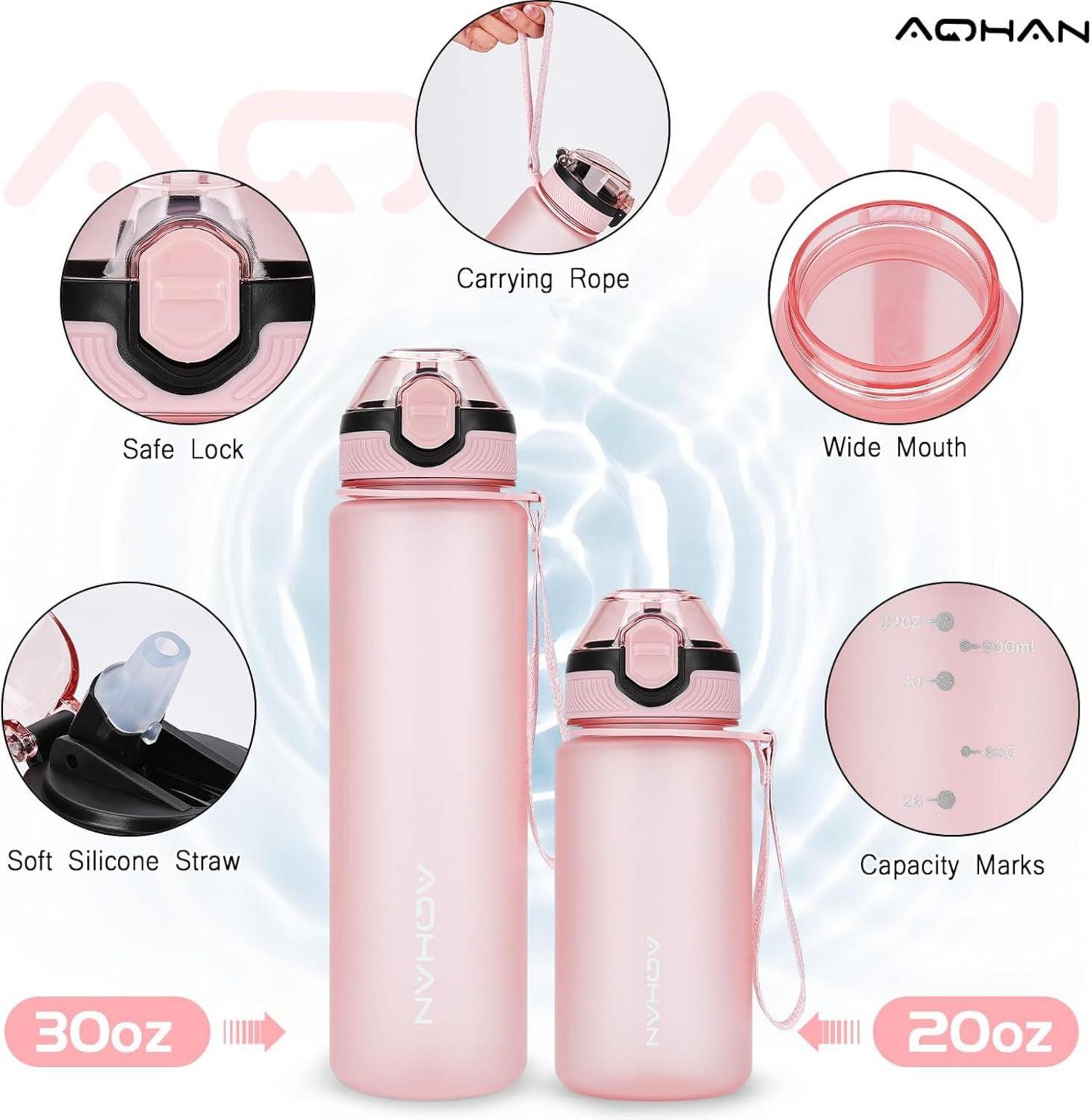 AOHAN Trinkflasche 600ML mit auslaufsicherem Klappdeckel und