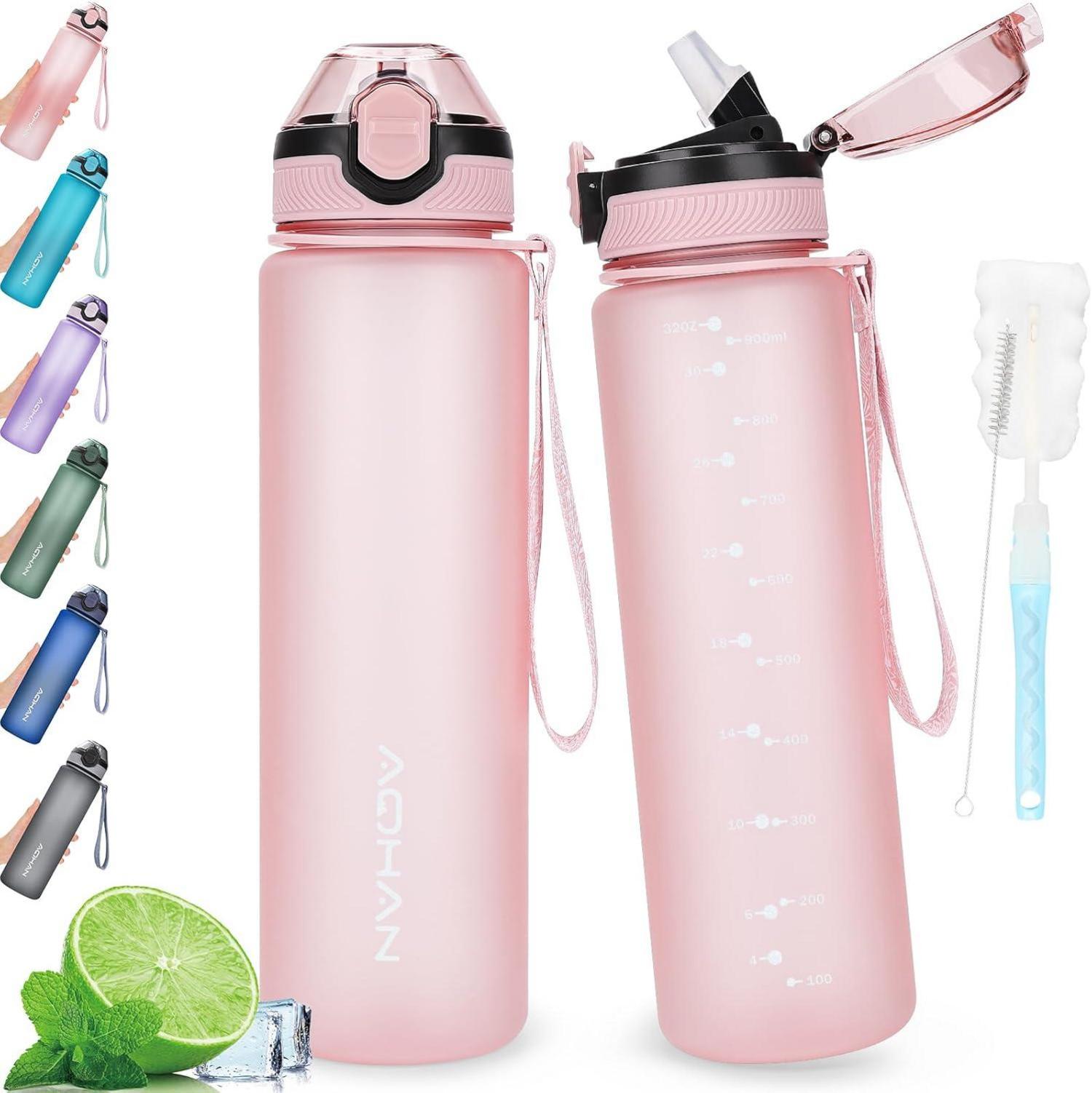 Sport Trinkflasche BPA frei mit Strohhalm und Tragegurt 1L