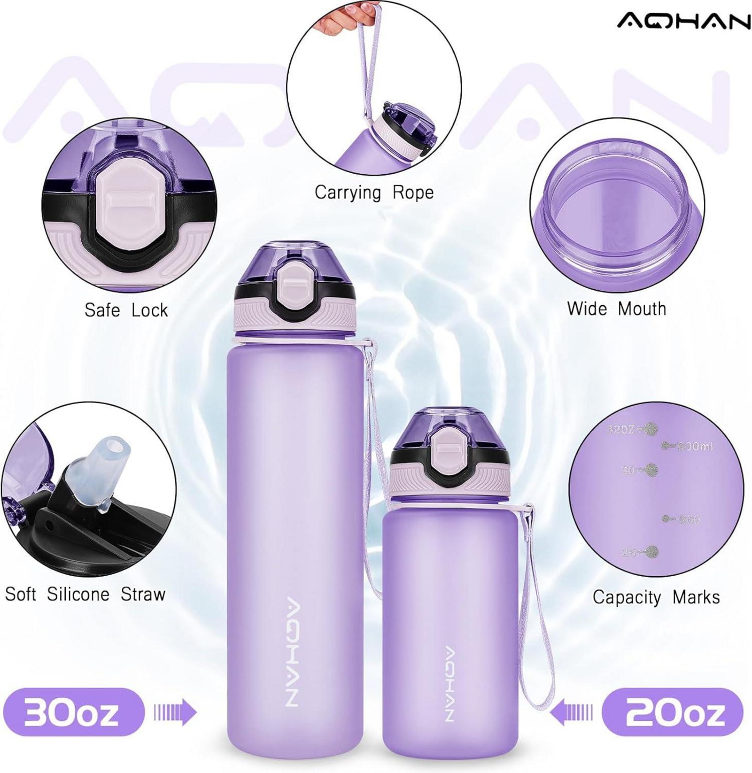 AOHAN Trinkflasche 600ML auslaufsicher BPA-frei mit Stroh