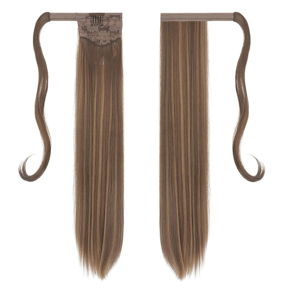 Langer glatter Pferdeschwanz Haarteil – Goldbraun Blond 60cm