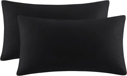 Schwarzer Mikrofaser Kissenbezug 40x70 Weich Hotelverschluss 2er Set
