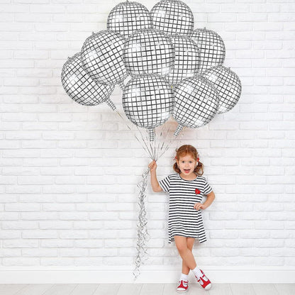 Discokugel Luftballon Silber 22 Zoll 6 Stück, 4D Folienballon für