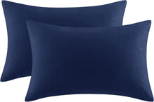 Kopfkissenbezug Set Blau Mikrofaser Hotelverschluss 50x75 Weich