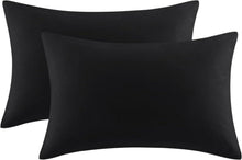 Schwarze Mikrofaser-Kissenbezüge 50x75 cm 2er Set mit Hotelverschluss
