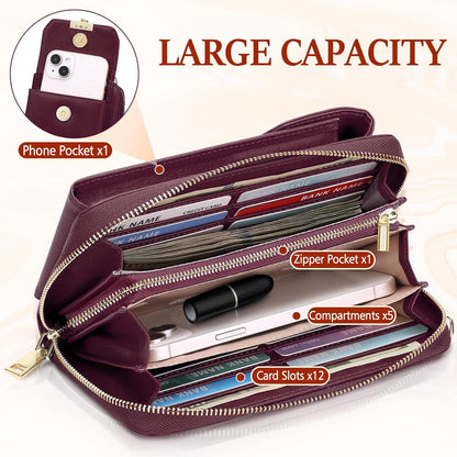 Handytasche mit Geldbörse RFID Schutz Damen Crossbody