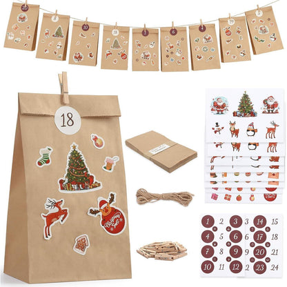 2024 DIY Adventskalender zum Befüllen mit Aufkleber und