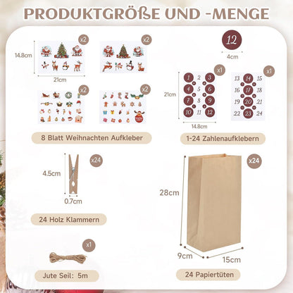 2024 DIY Adventskalender zum Befüllen mit Aufkleber und