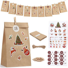 Adventskalender 2024 DIY zum Befüllen mit Tüten, Aufkleber, Holzklemme