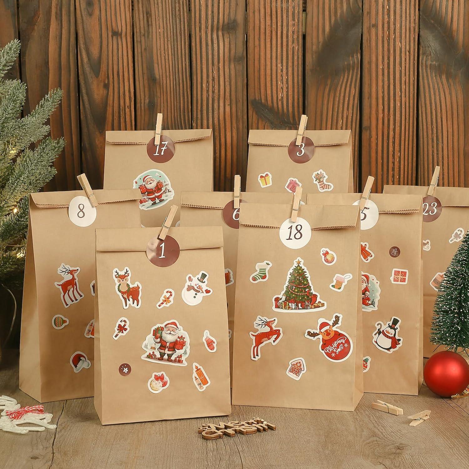 Adventskalender 2024 zum Befüllen DIY Weihnachtskalender Tüten Set