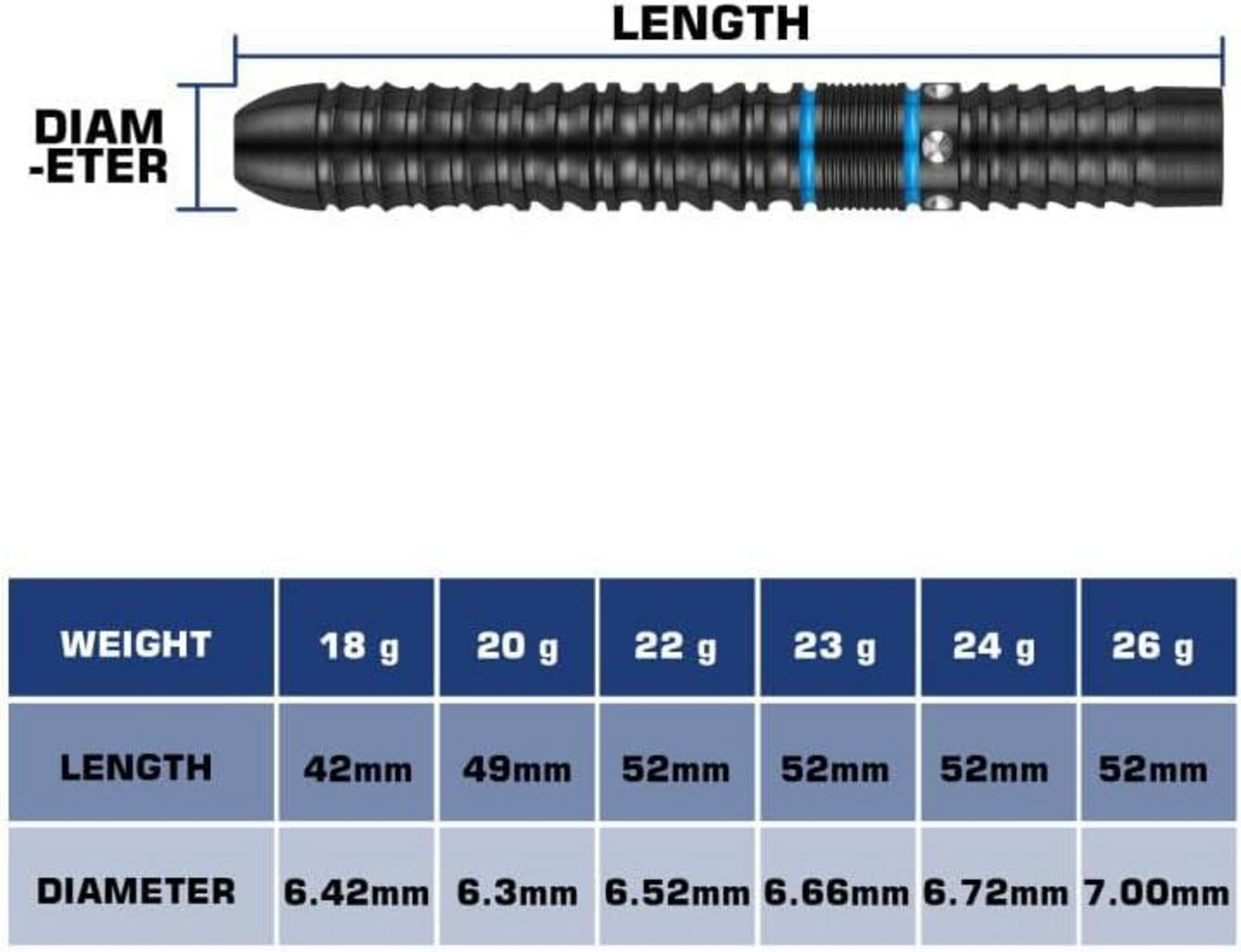WIN.MAX 90% Tungsten Dartpfeile 3 Stück 16-28g Schwarz