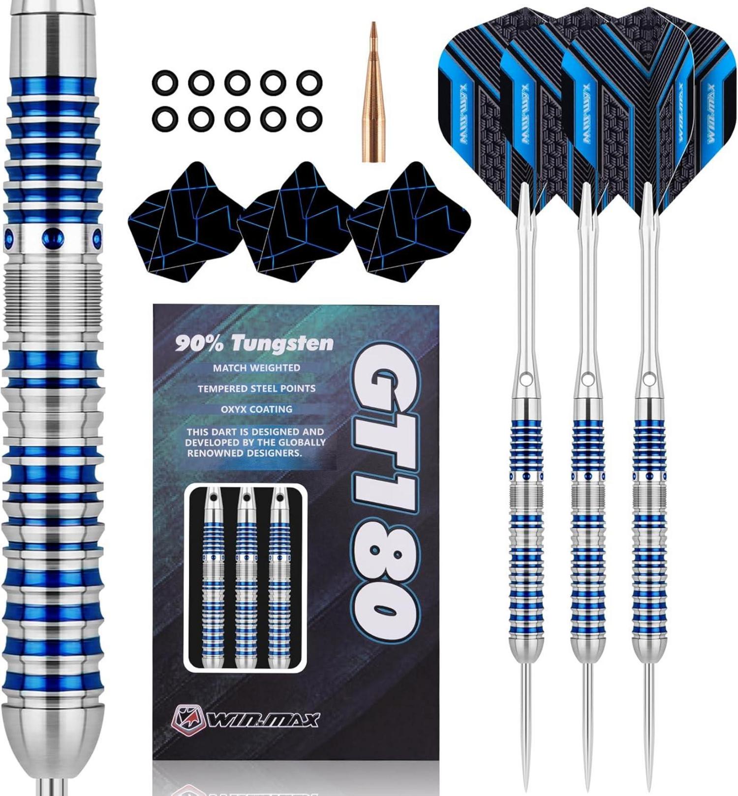 Dartpfeile 90% Tungsten mit Metallspitze Steel-Dartpfeile Blau 22g