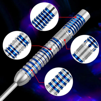 WIN.MAX Dartpfeile 3er Set 90% Tungsten 16-28g Stahl Darts Blau 22g