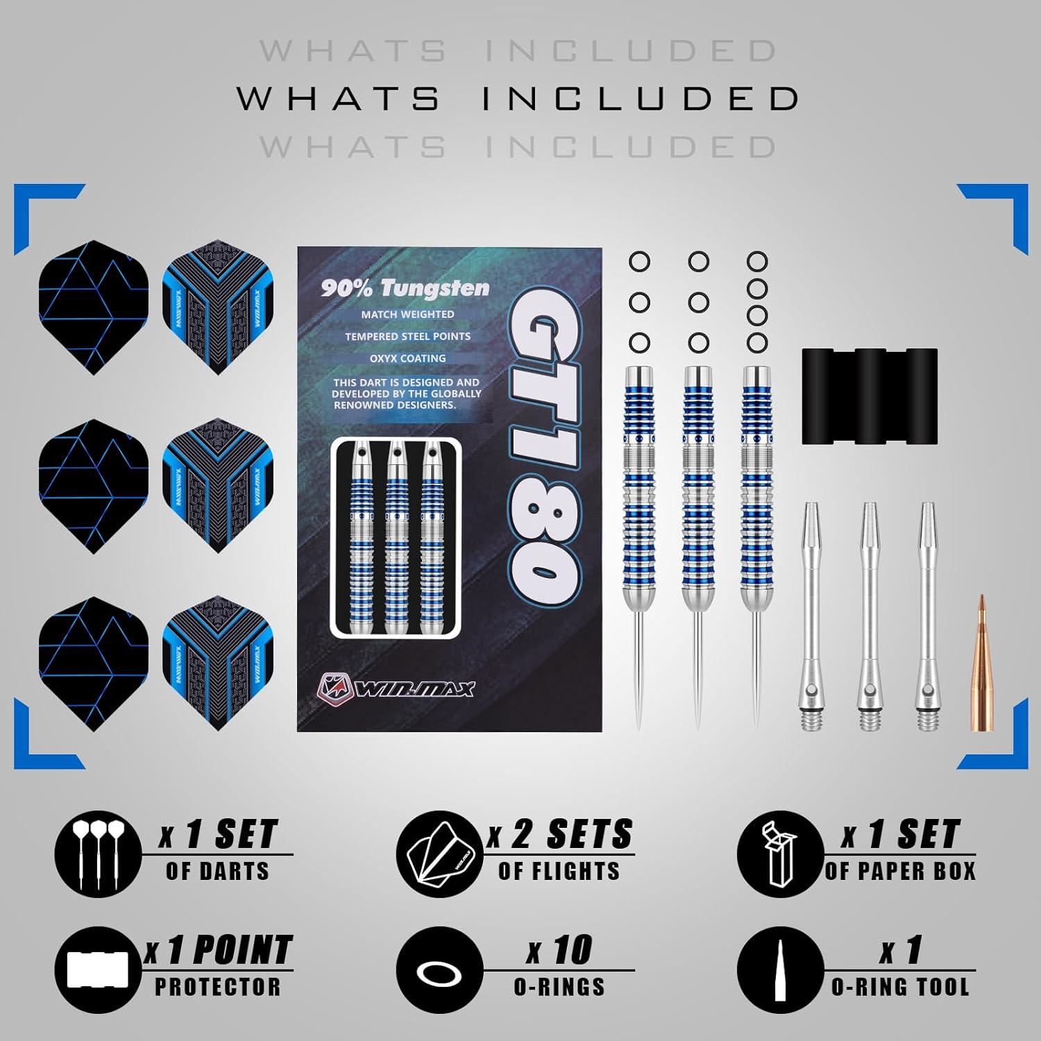 Dartpfeile 90% Tungsten 3 Stück 16-28g Metallspitze Blau