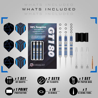 Dartpfeile 90% Tungsten 3 Stück 16-28g Metallspitze Blau
