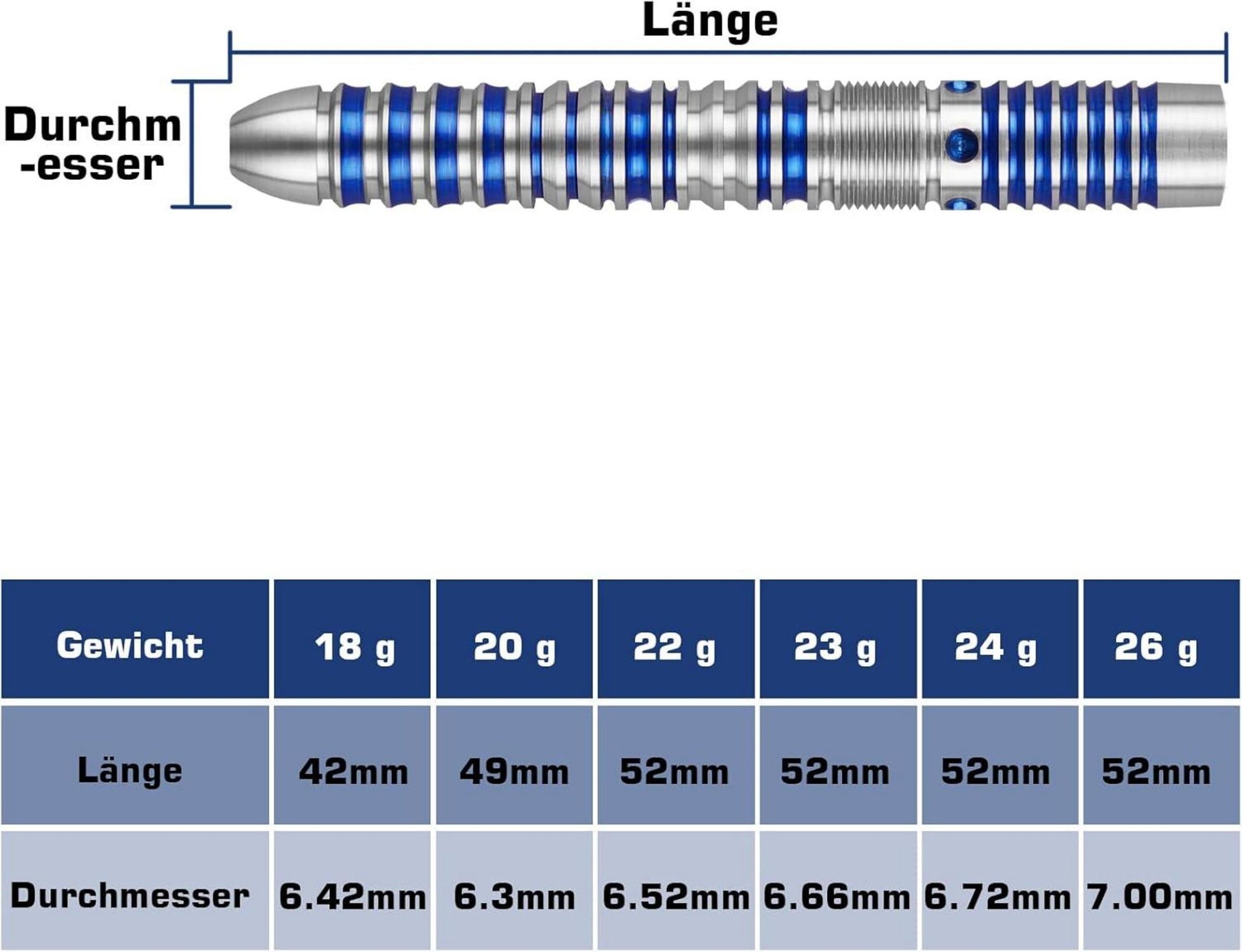 WIN.MAX Dartpfeile 90% Tungsten Stahl Darts 22g Blau 3 Stück