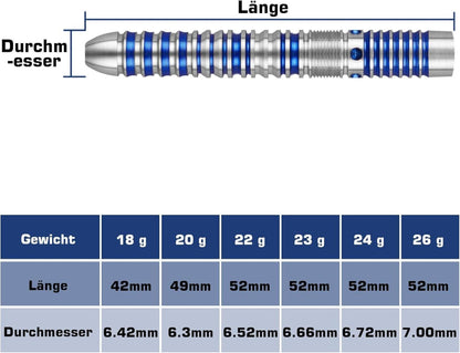 WIN.MAX Dartpfeile 90% Tungsten Stahl Darts 22g Blau 3 Stück