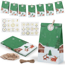 DIY Adventskalender 24 Weihnachtskalender Tüten Aufkleber Holzklemme