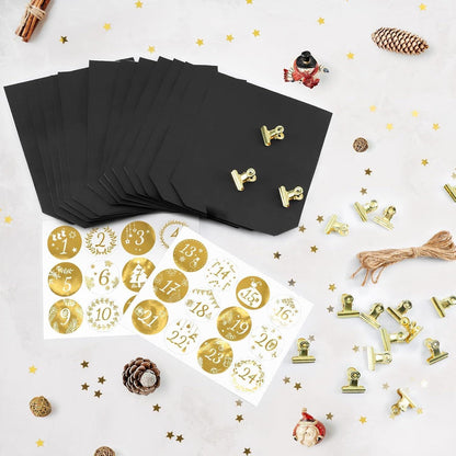 DIY Adventskalender 2024 zum Befüllen Schwarz 24 Tüten
