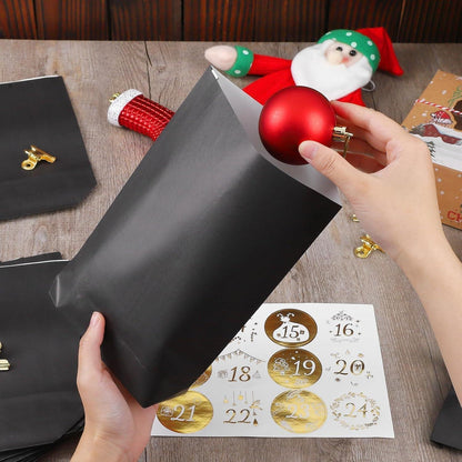 DIY Adventskalender 2024 zum Befüllen Schwarz 24 Tüten