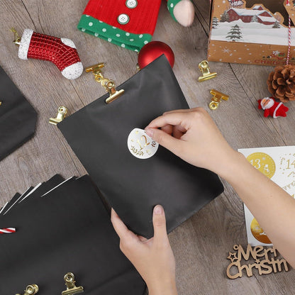 DIY Adventskalender 2024 zum Befüllen Schwarz 24 Tüten