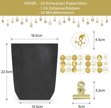 DIY Adventskalender 2024 zum Befüllen Schwarz 24 Tüten