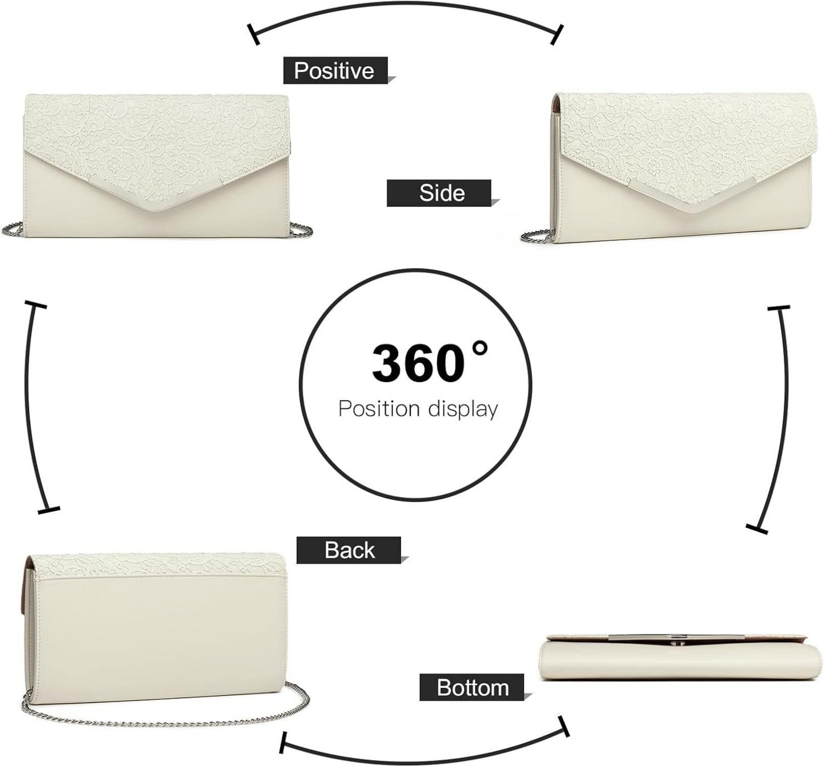 Miss Lulu Damen Clutch Abendtasche Kettentasche Hochzeit Umhängetasche