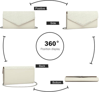 Miss Lulu Damen Clutch Abendtasche Kettentasche Hochzeit Umhängetasche
